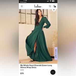 My Whole Heart Emerald Green Long Sleeve Wrap Dress